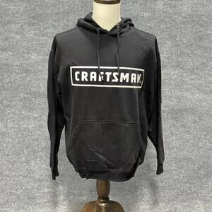 Craftsman Hoodie Mens Medium Black Logo Pullover Fleece Kangaroo Pocket